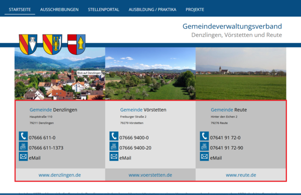 Kontaktdaten von Gemeindeverwaltungsverband Denzlingen, V�rstetten und Reute